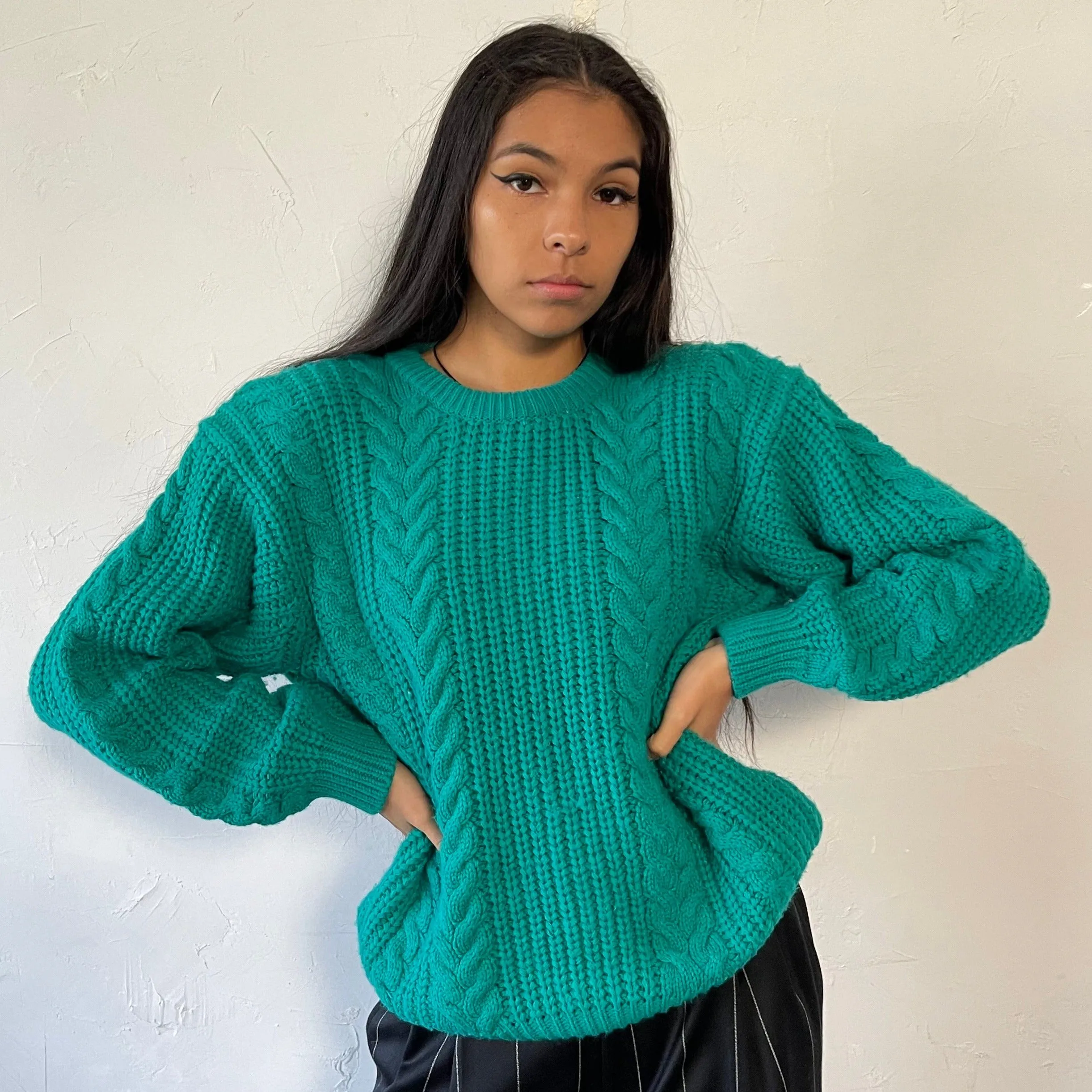 1980's chunky cable knit sweater