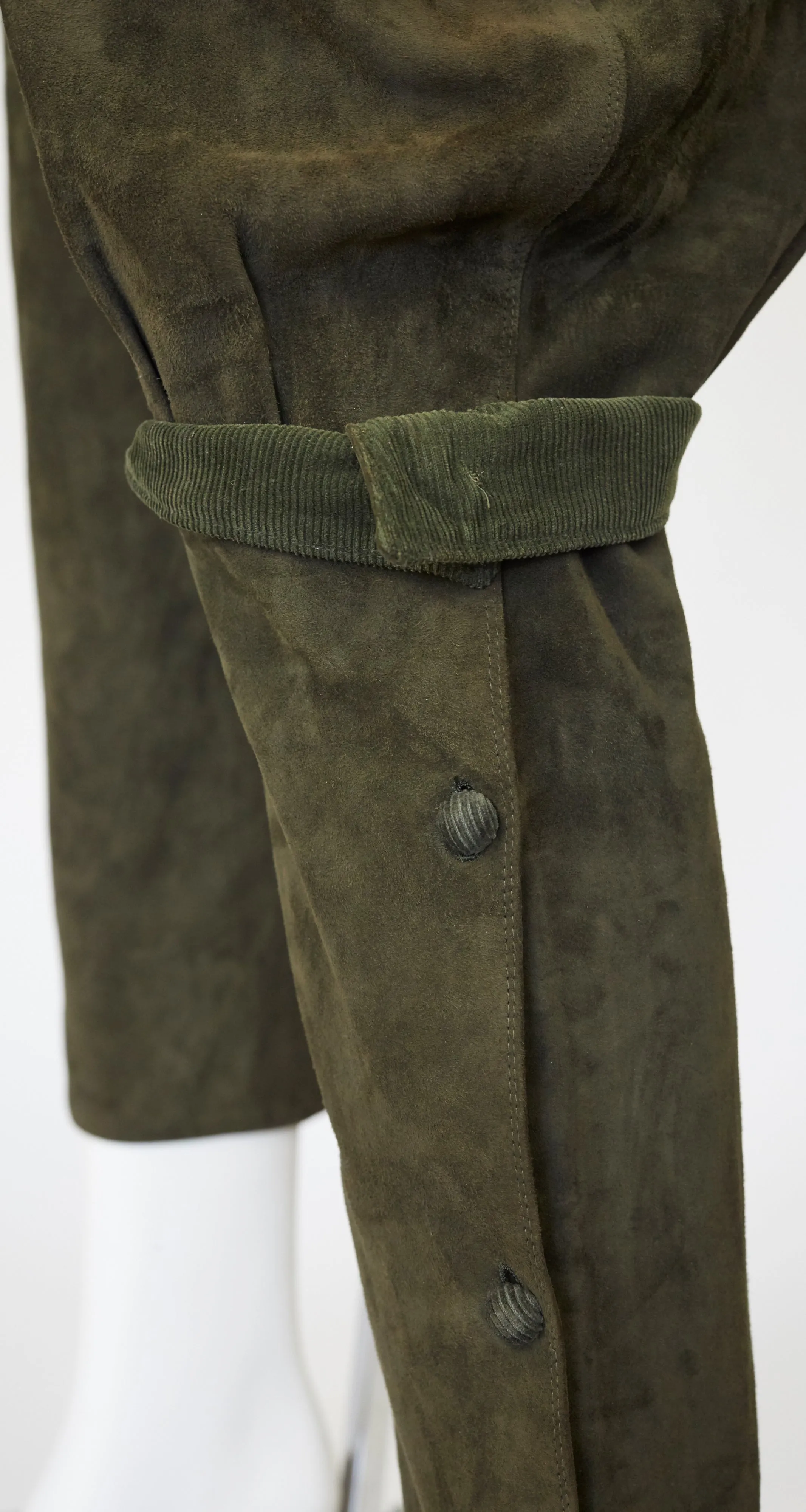 1981 Olive Green Suede & Corduroy Balloon Pants
