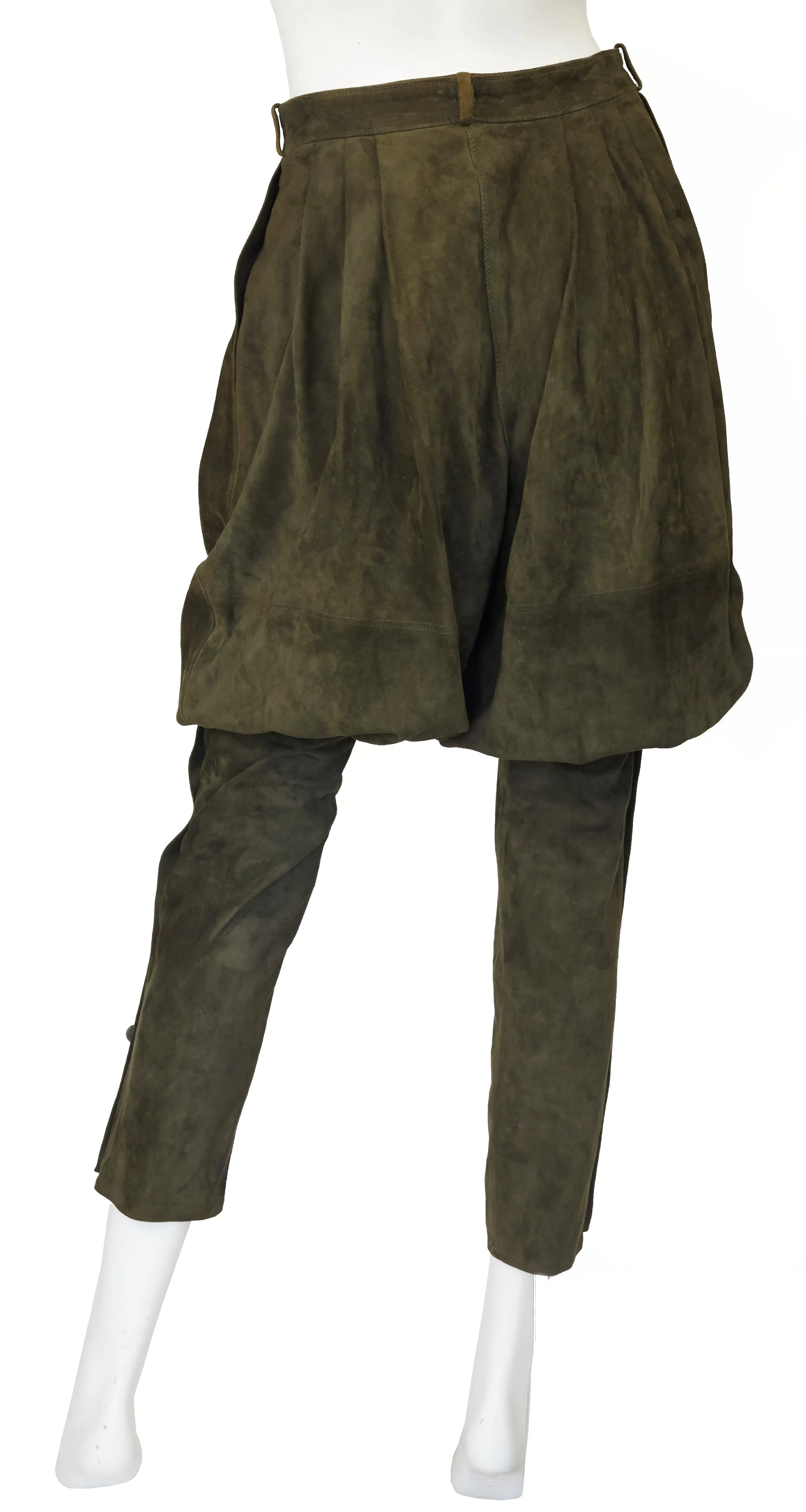 1981 Olive Green Suede & Corduroy Balloon Pants
