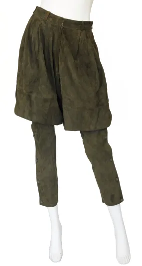 1981 Olive Green Suede & Corduroy Balloon Pants
