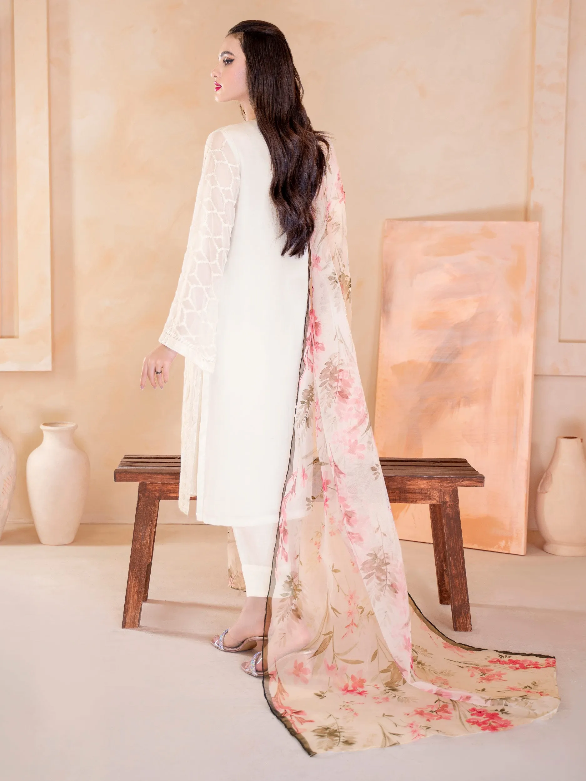 3 Piece Chiffon Suit-Embroidered (Unstitched)