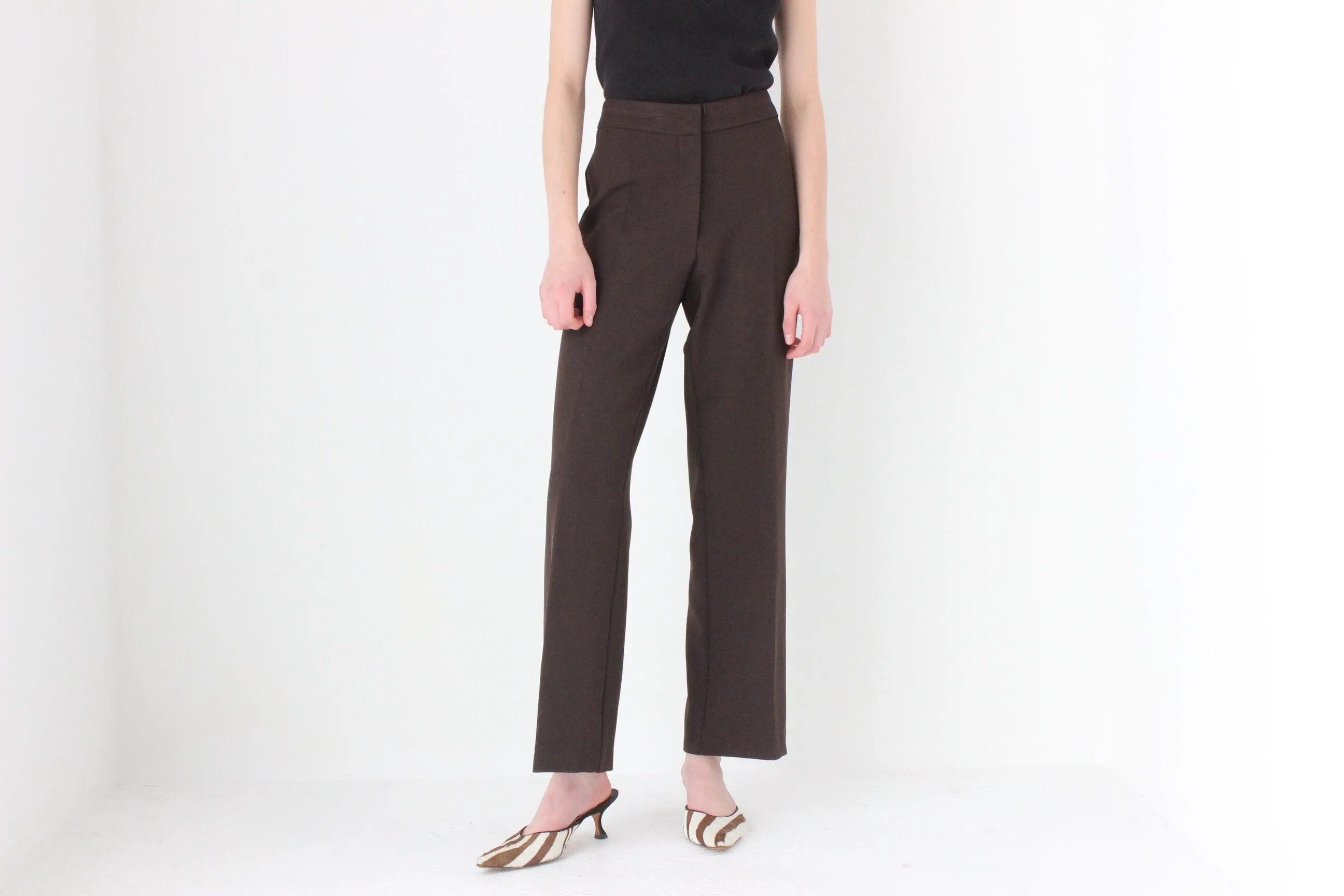 90s Minimal Chocolate Relaxed, Wide Leg Trousers