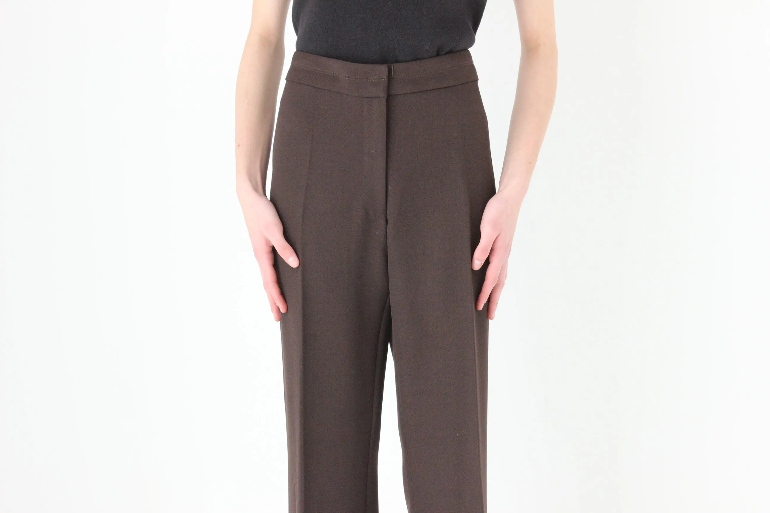 90s Minimal Chocolate Relaxed, Wide Leg Trousers