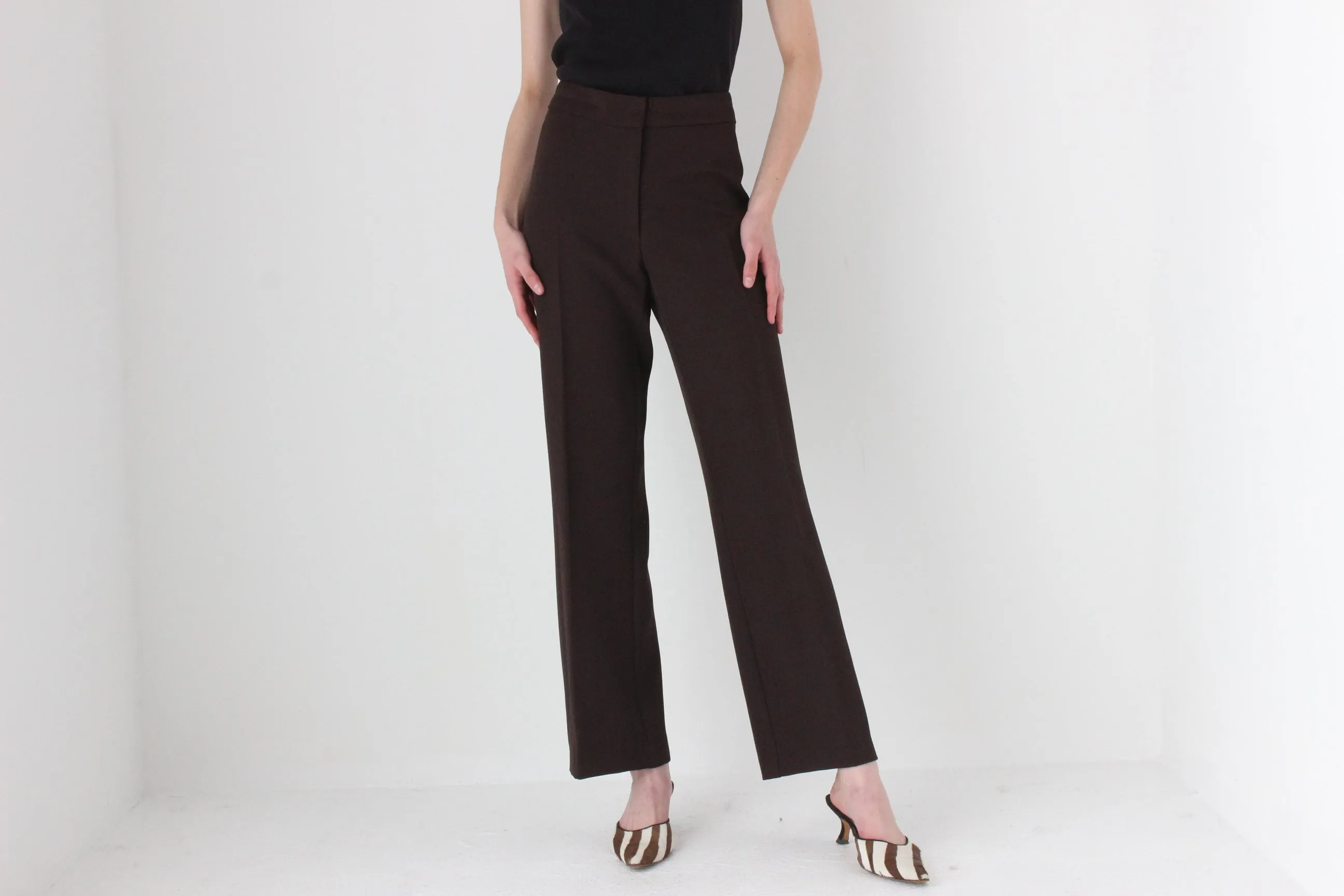 90s Minimal Chocolate Relaxed, Wide Leg Trousers