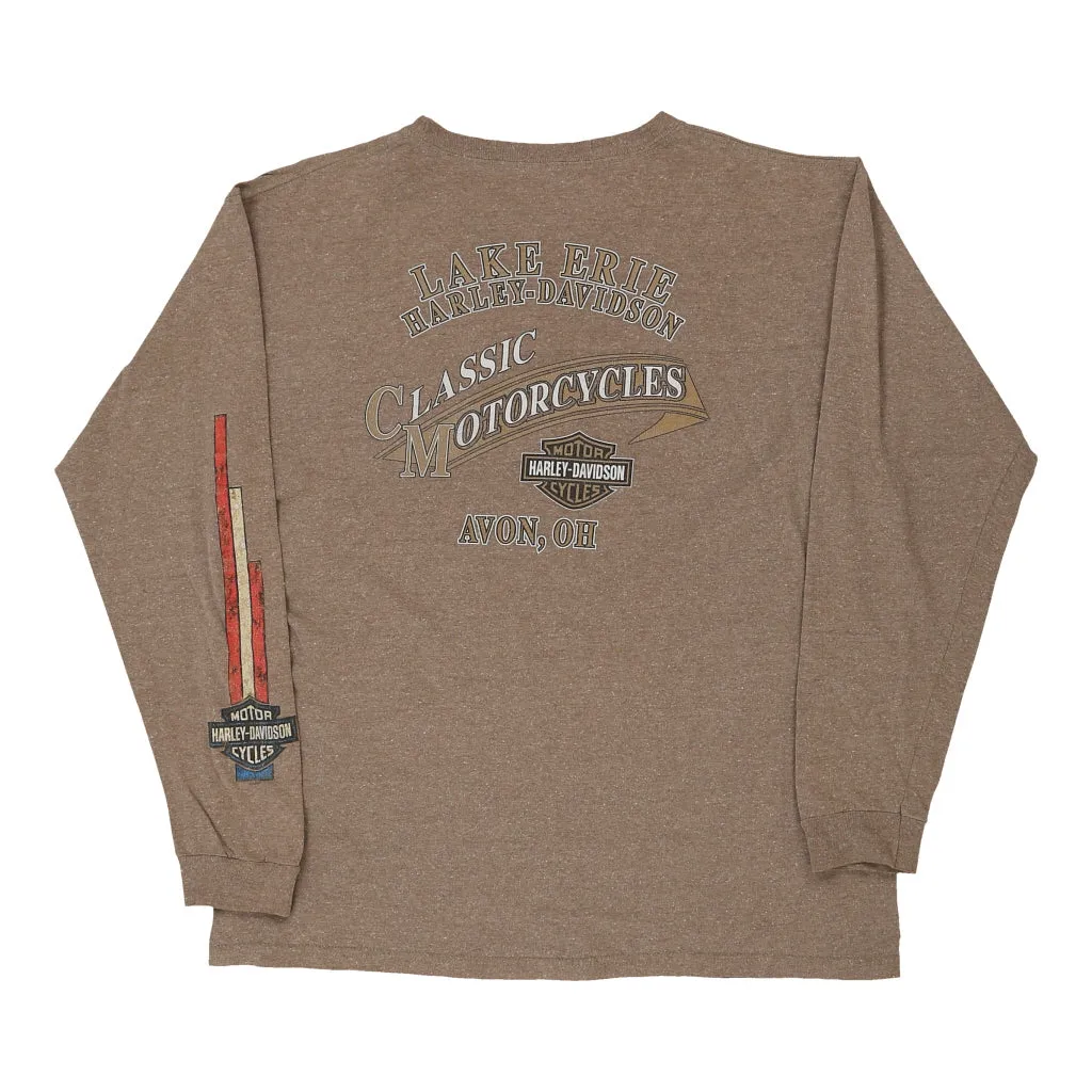 Avon OH Harley Davidson Graphic Long Sleeve T-Shirt - Large Brown Cotton
