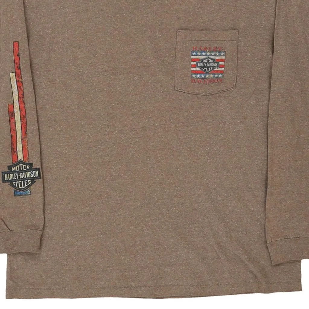 Avon OH Harley Davidson Graphic Long Sleeve T-Shirt - Large Brown Cotton