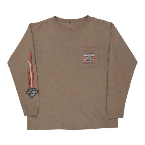 Avon OH Harley Davidson Graphic Long Sleeve T-Shirt - Large Brown Cotton