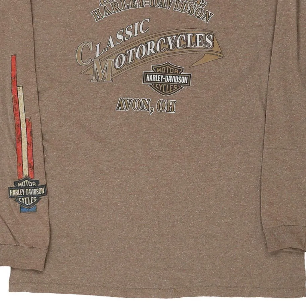 Avon OH Harley Davidson Graphic Long Sleeve T-Shirt - Large Brown Cotton