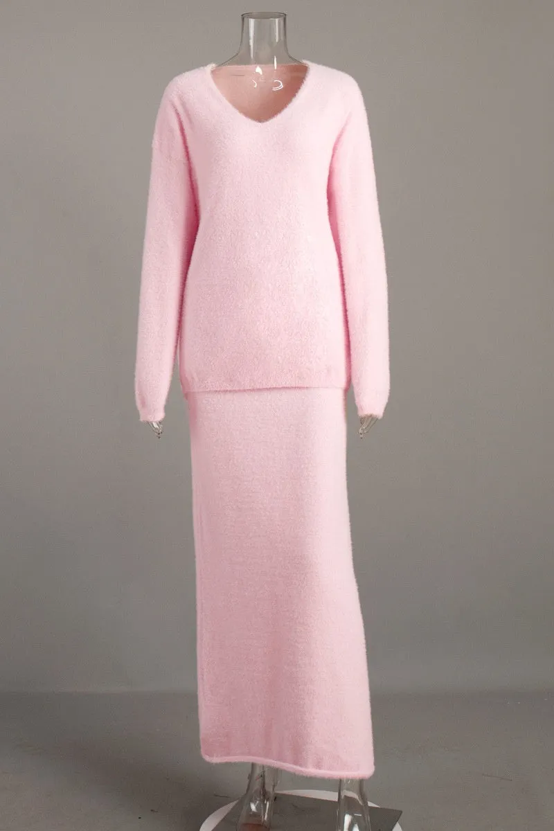 Barbara V-neck Long Sleeves Knit Set