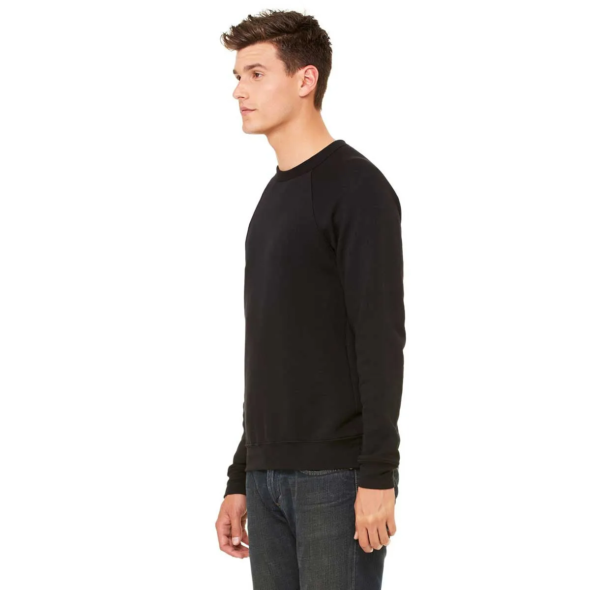 Bella   Canvas Unisex Black Sponge Fleece Crew Neck Sweatshirt