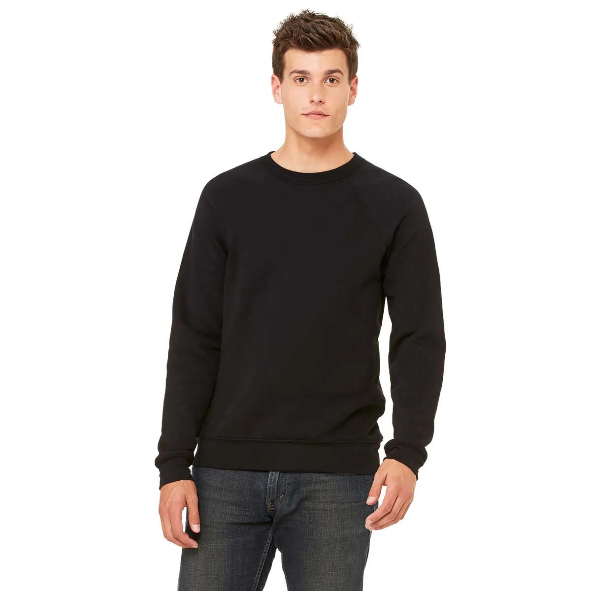 Bella   Canvas Unisex Black Sponge Fleece Crew Neck Sweatshirt