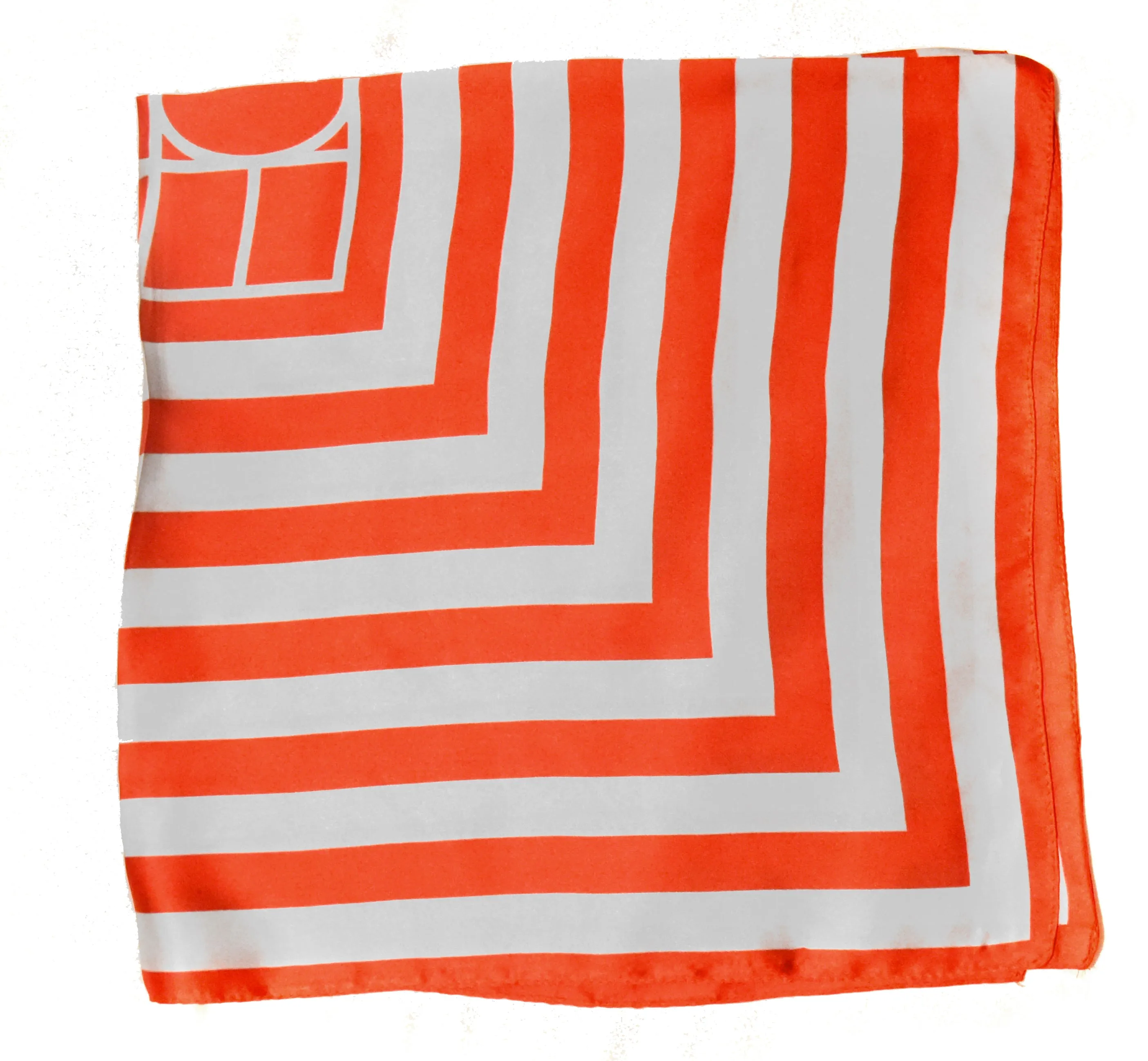 Big Square Ladies Womans Faux Silk Head Neck Thin Scarf Bag Charm - 70cm x 70cm[Red and Silver Stripes]