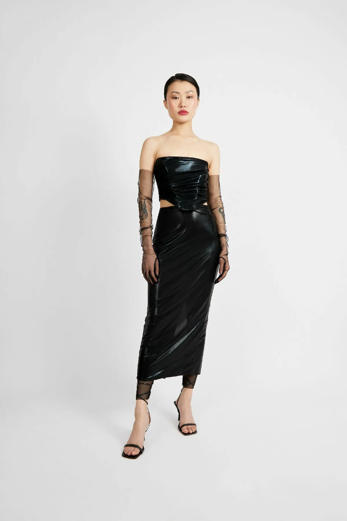 Black Eco Leather Maxi Skirt