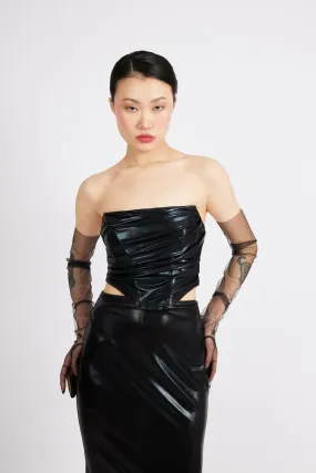 Black Eco Leather Maxi Skirt
