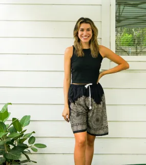 Black Mandala Boho Shorts