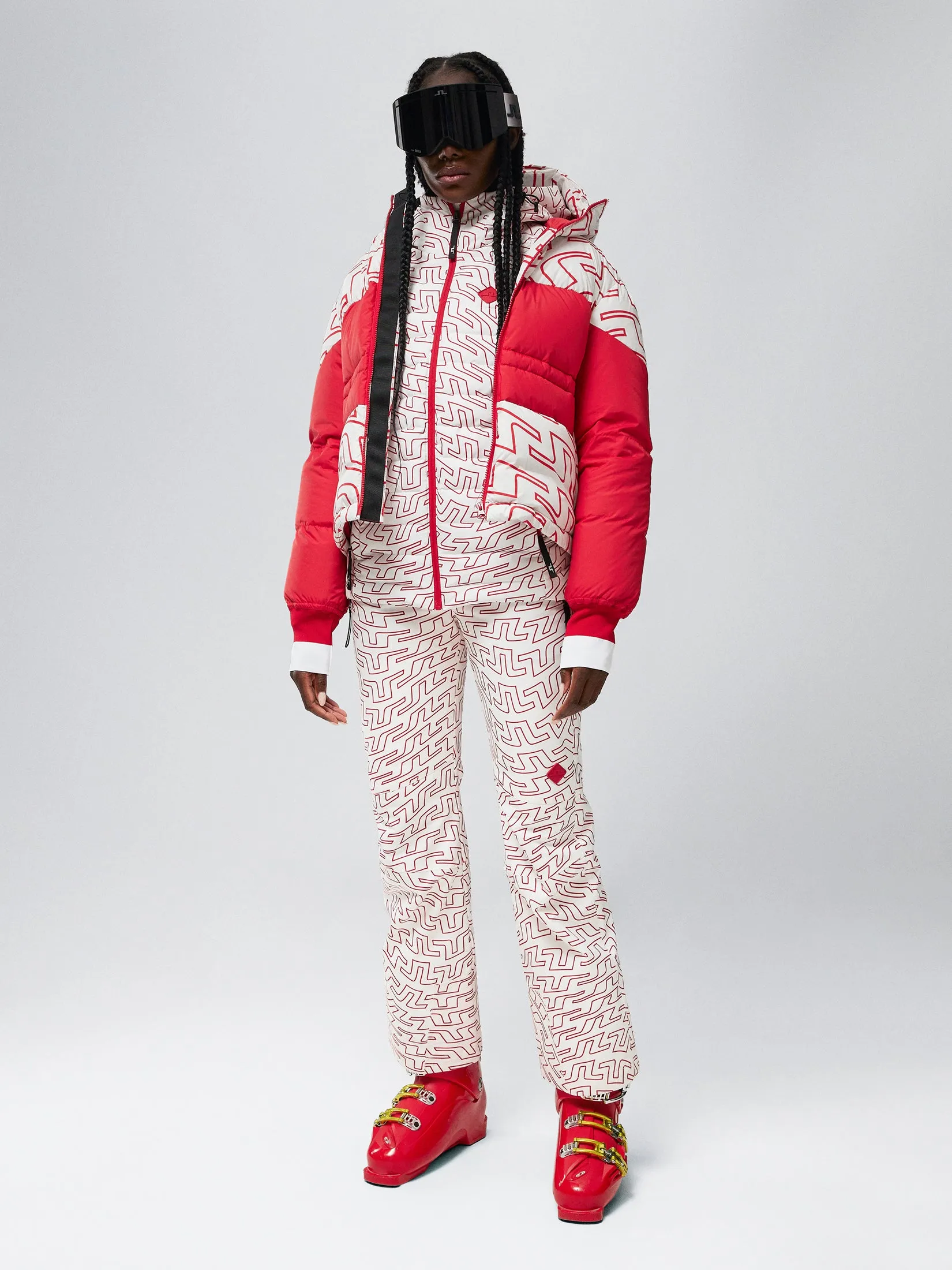 BLOCK DOWN JACKET PRINT / Bridge Swirl White