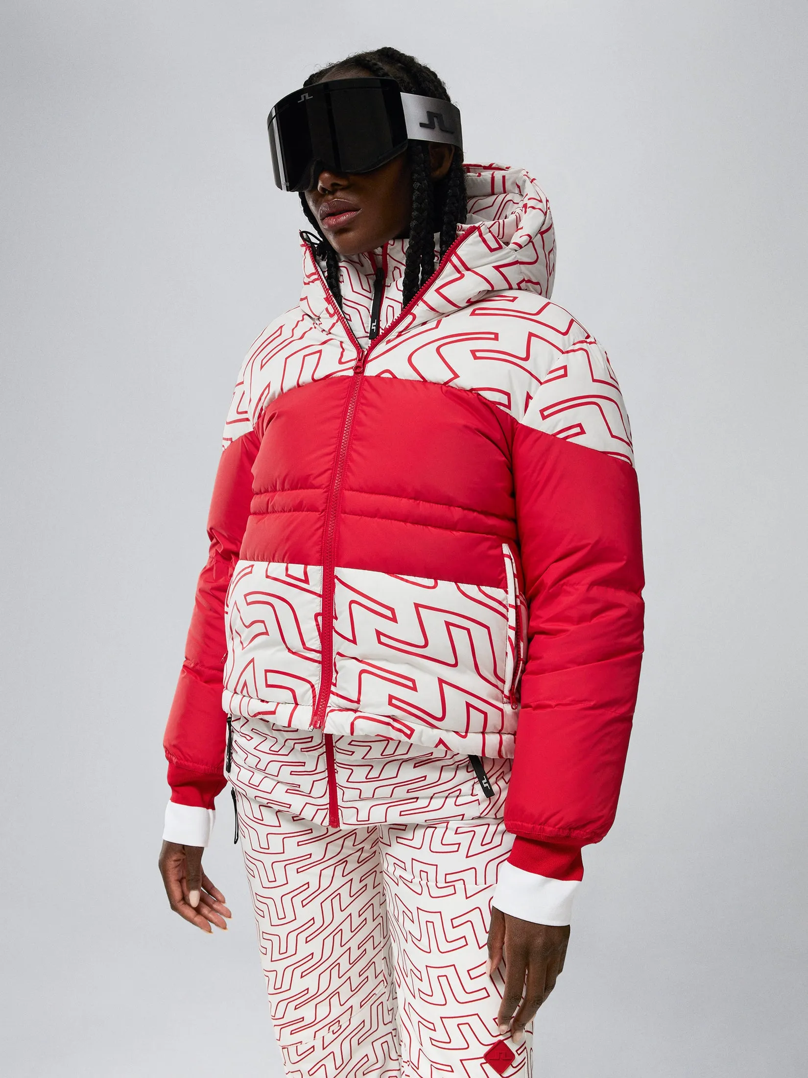 BLOCK DOWN JACKET PRINT / Bridge Swirl White