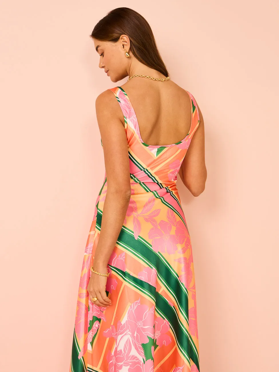 By Nicola Beneath The Stars Bias Cut Slip Dress in Rio Floral