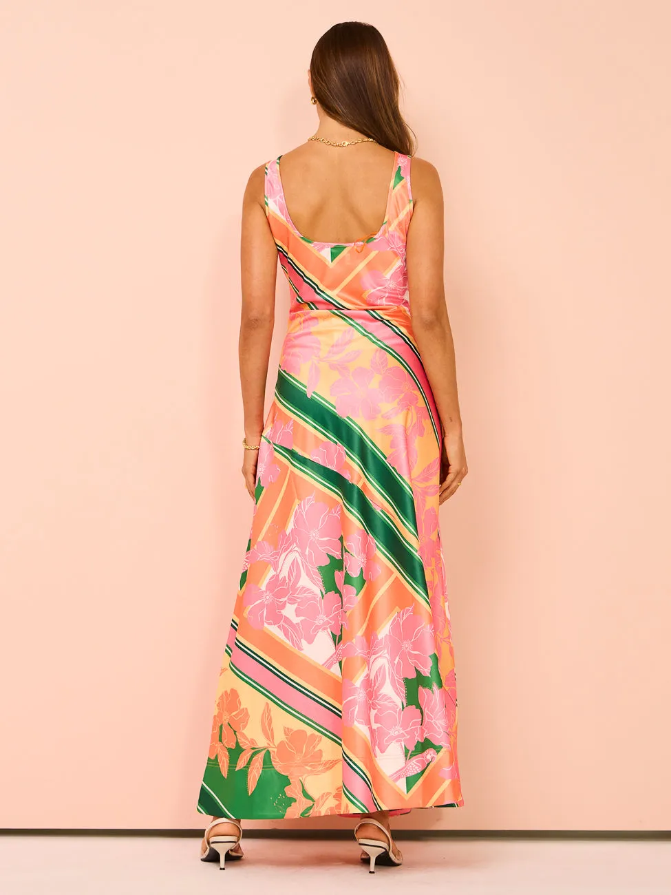 By Nicola Beneath The Stars Bias Cut Slip Dress in Rio Floral