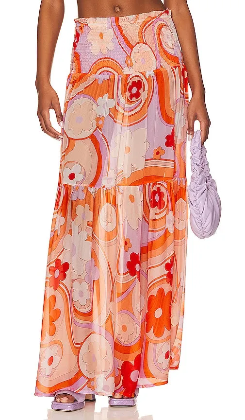 CIN CIN Vagabond Maxi Skirt in Orange