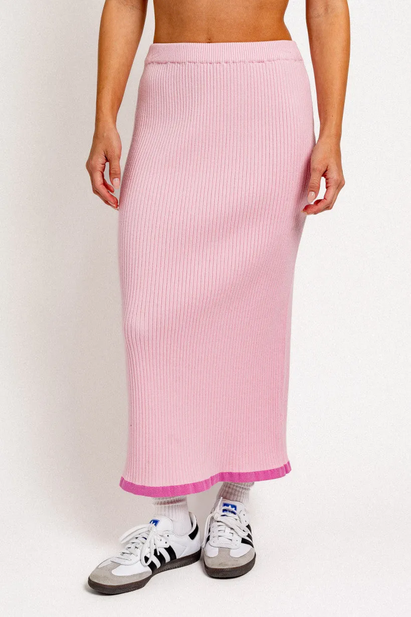 Contrast Detail Sweater Rib Maxi Skirt