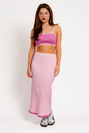 Contrast Detail Sweater Rib Maxi Skirt