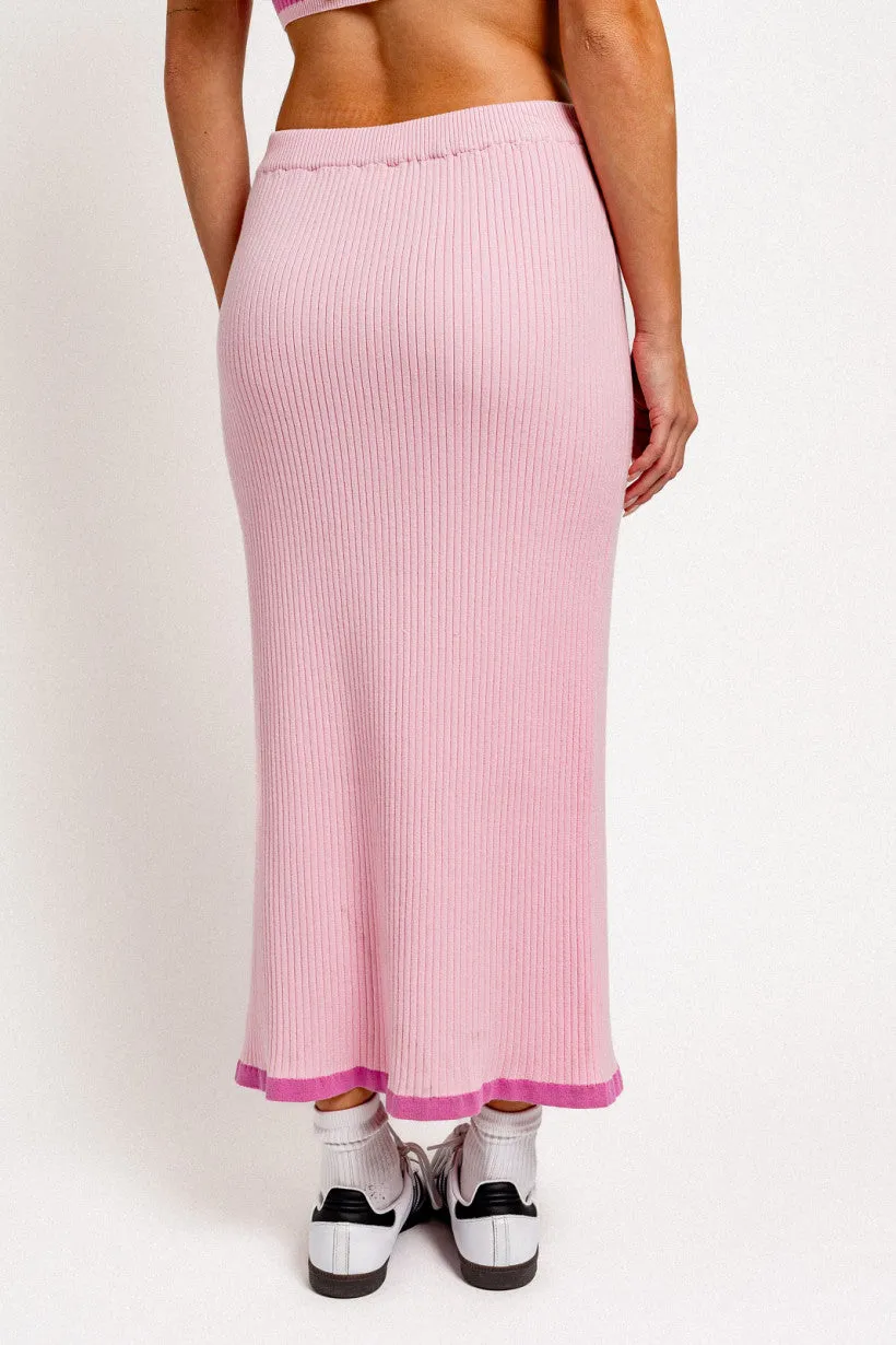 Contrast Detail Sweater Rib Maxi Skirt