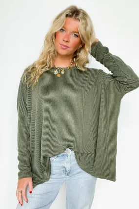 Cozy Bliss Long Sleeve Ribbed Knit Oversized Top