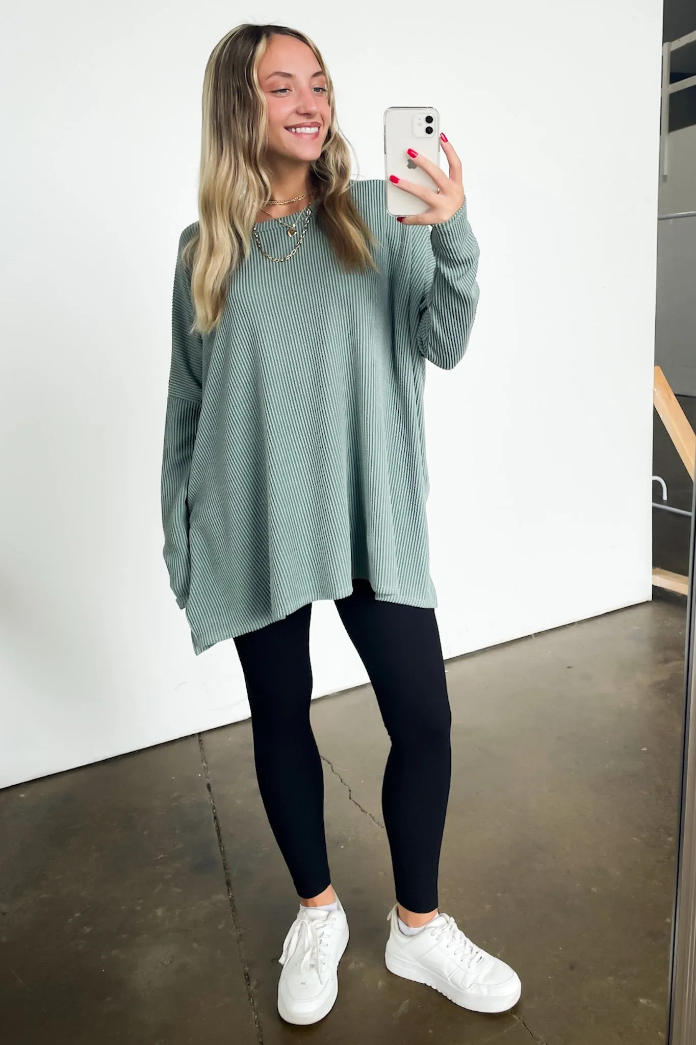 Cozy Bliss Long Sleeve Ribbed Knit Oversized Top