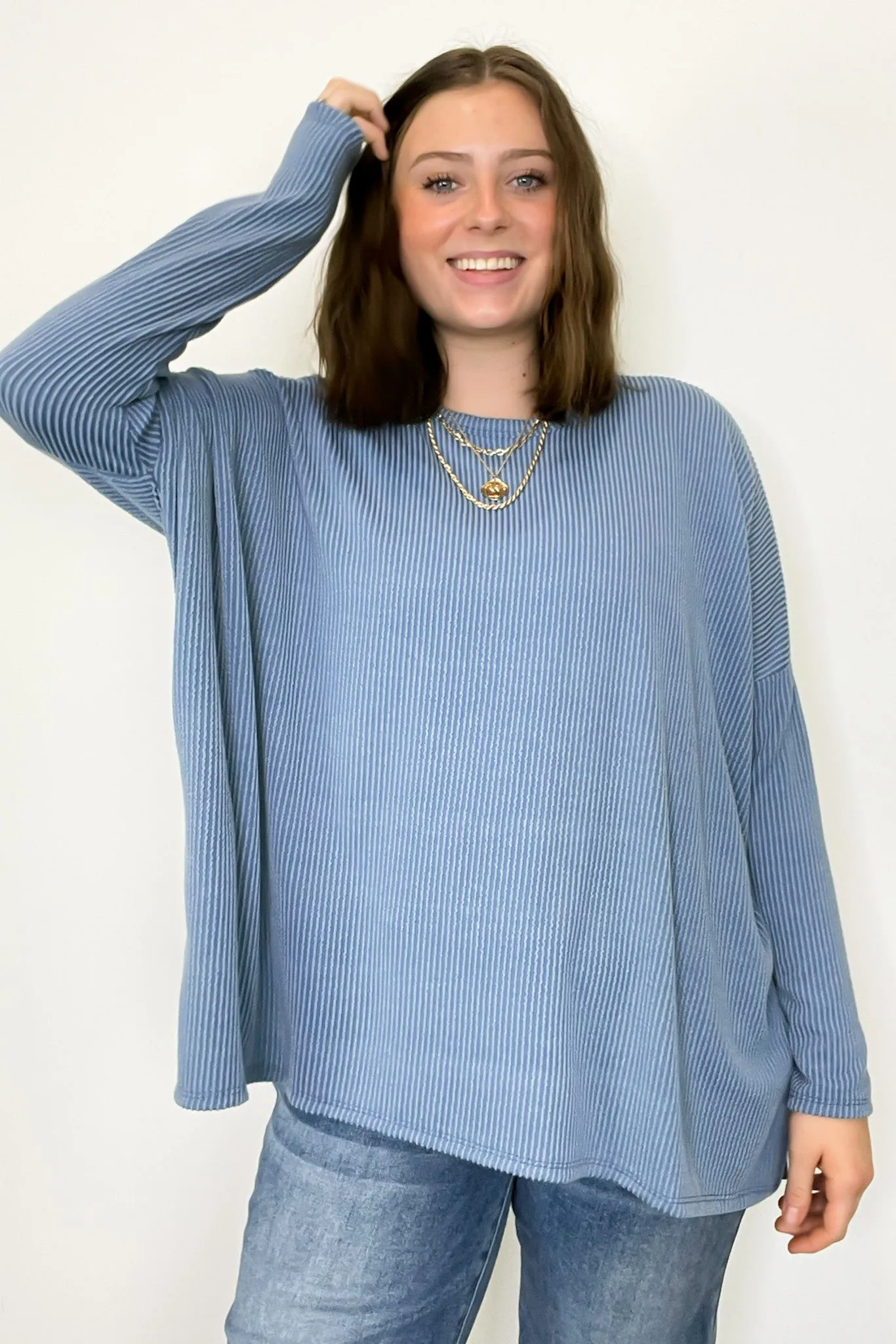 Cozy Bliss Long Sleeve Ribbed Knit Oversized Top