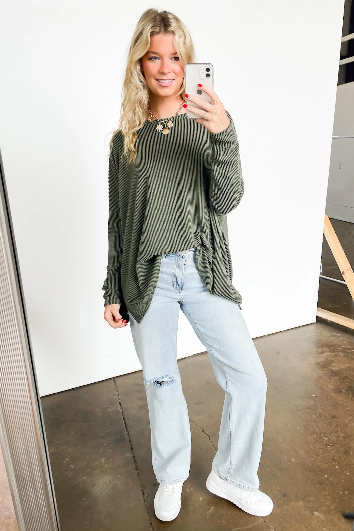 Cozy Bliss Long Sleeve Ribbed Knit Oversized Top
