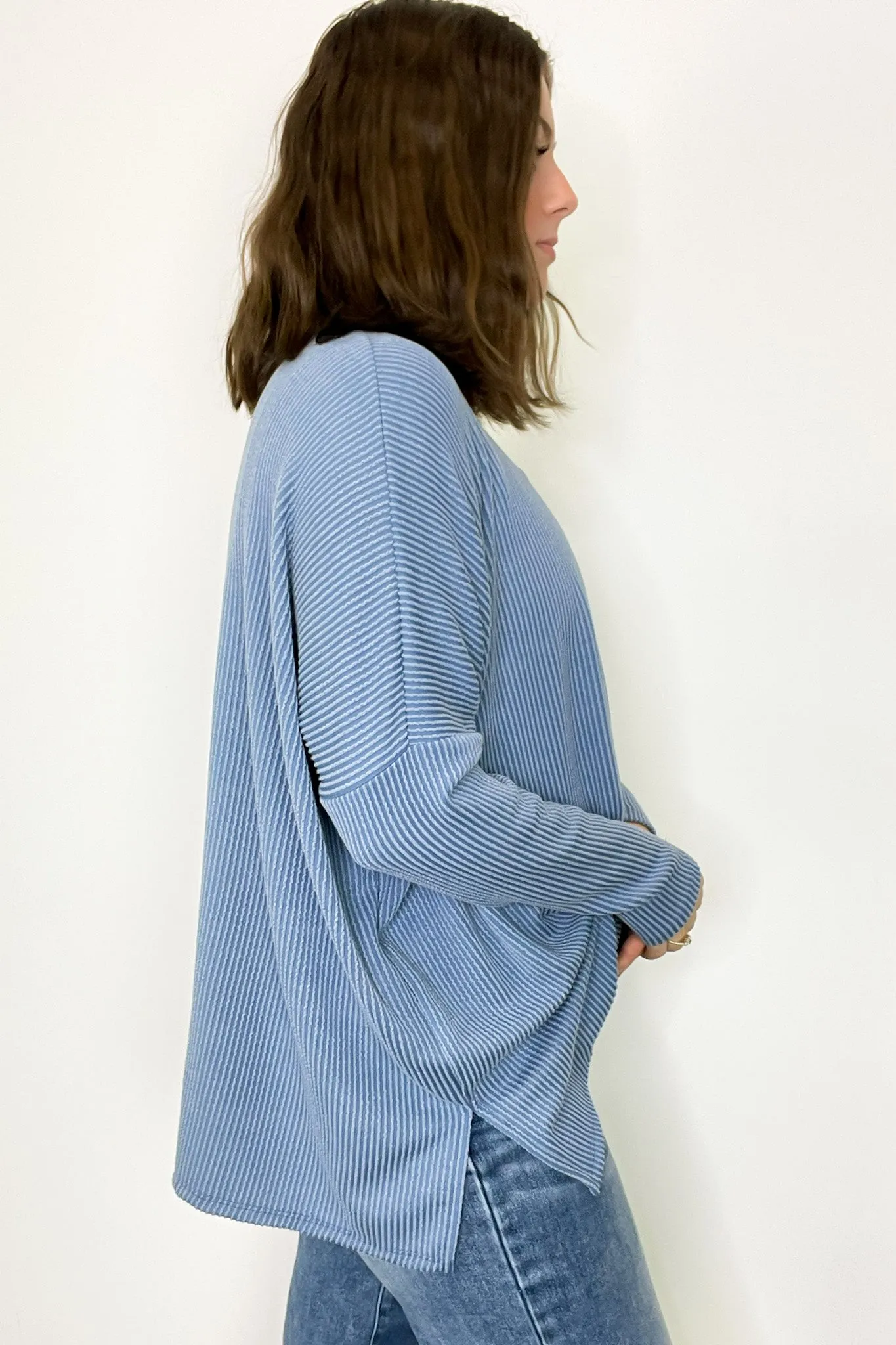 Cozy Bliss Long Sleeve Ribbed Knit Oversized Top