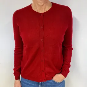 Crimson Red Cashmere Crew Neck Cardigan Medium