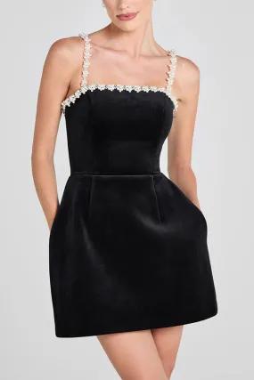 Elegant Pearl Tight Waist Sexy Velvet Formal Dress