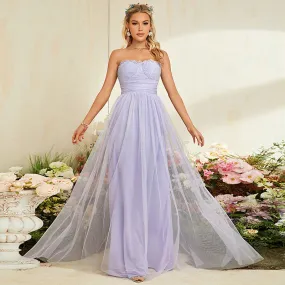 Elegant Slim Fit Lace Strapless Evening Dress