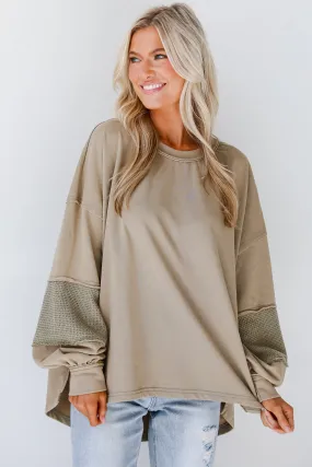 FINAL SALE - Casual Allure Olive Contrast Sleeve Top