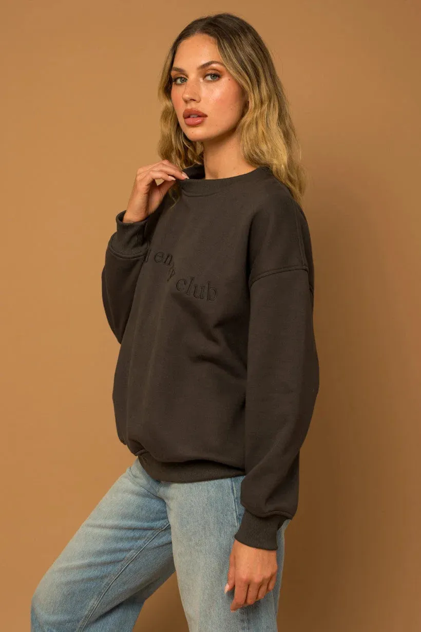 GOOD ENERGY CLUB LONG SLEEVE ROUND NECK FLEECE SWEATSHIRT