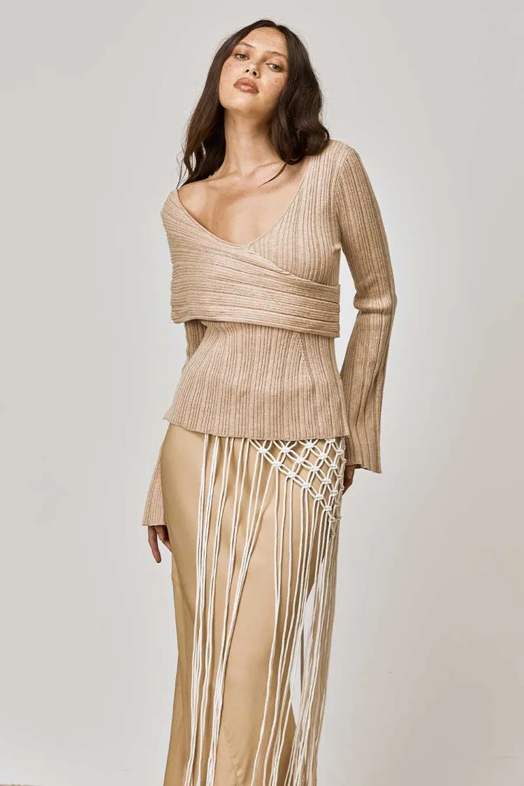 Harlow Natural Off Shoulder Knit Top