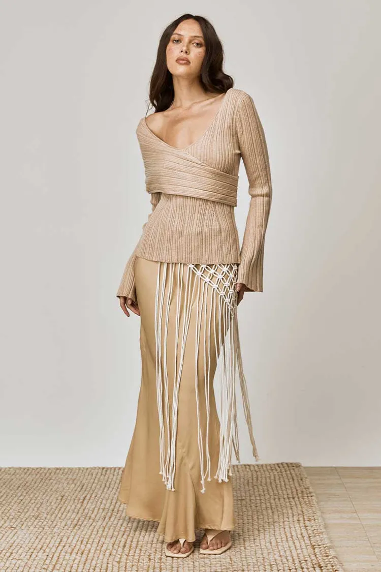 Harlow Natural Off Shoulder Knit Top