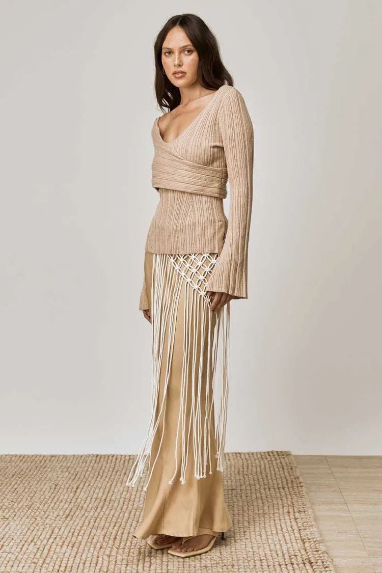Harlow Natural Off Shoulder Knit Top