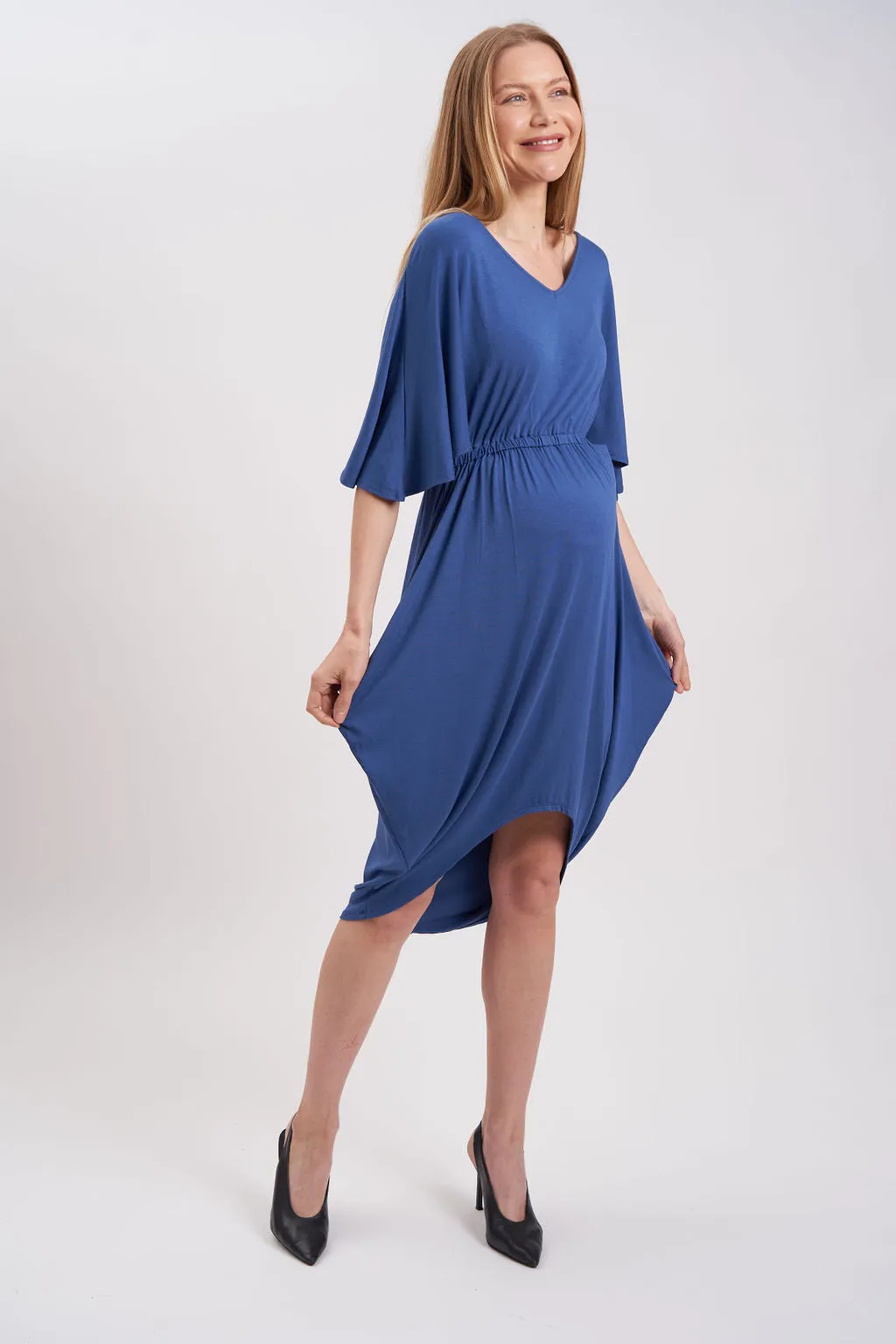Hi-Low Midi Maternity Dress
