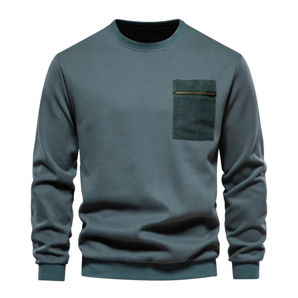 High Quality Cotton Sweatshirt for Men Zipper Pocket Mens Sweatshirts Casual Sport Men Clothing Pullover Men