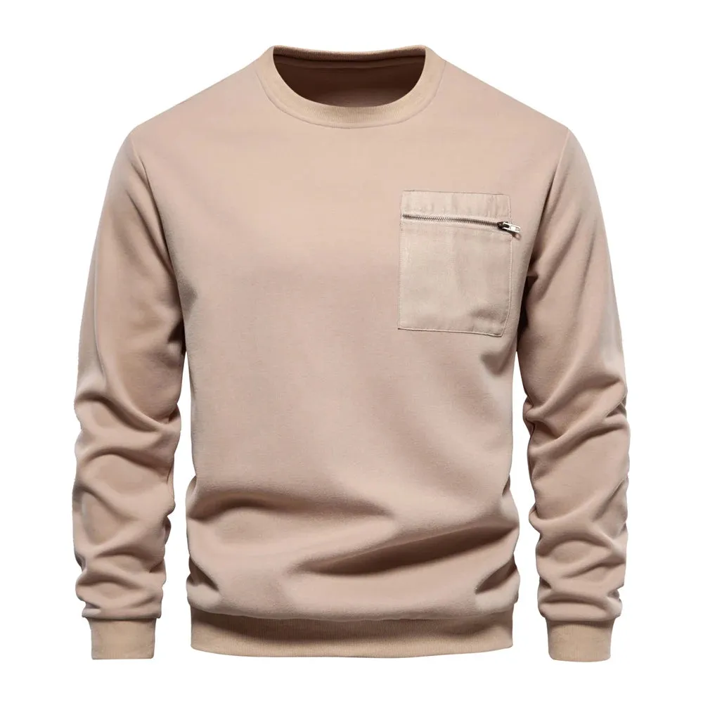 High Quality Cotton Sweatshirt for Men Zipper Pocket Mens Sweatshirts Casual Sport Men Clothing Pullover Men
