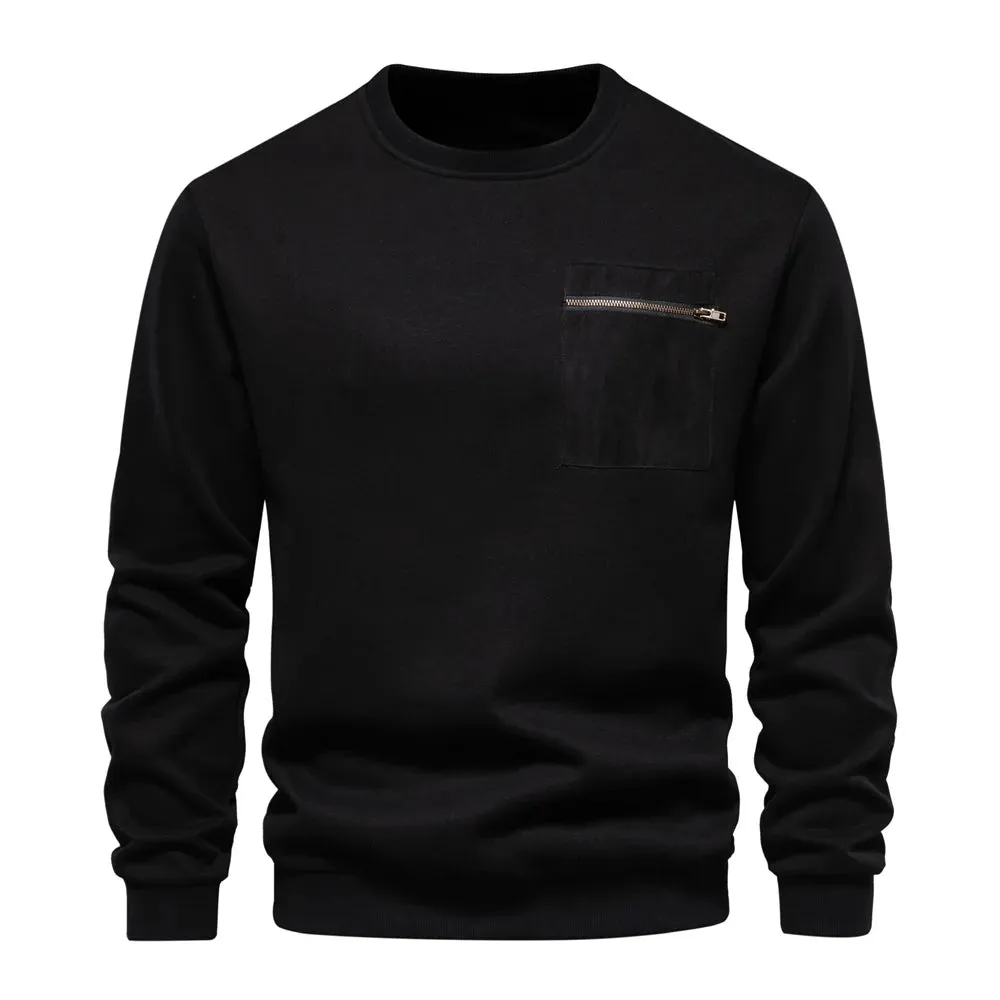 High Quality Cotton Sweatshirt for Men Zipper Pocket Mens Sweatshirts Casual Sport Men Clothing Pullover Men