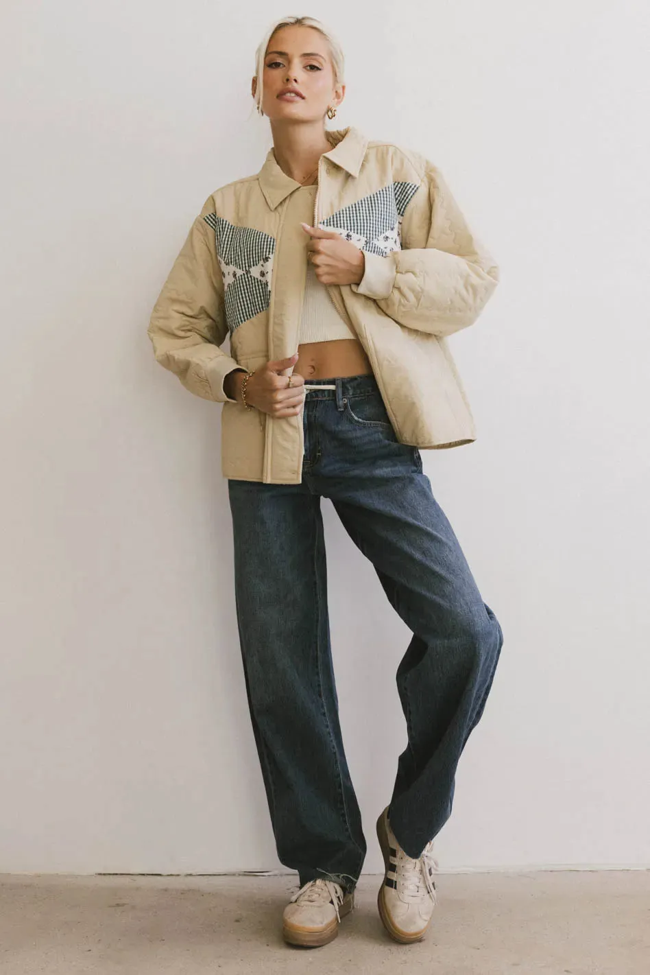 Karlie Quilted Jacket in Khaki - FINAL SALE