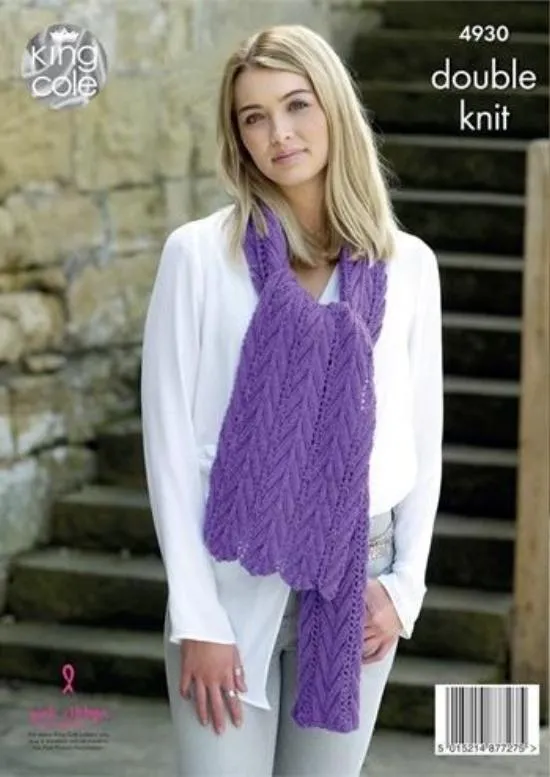 King Cole Majestic DK Pattern 4930 - Scarves