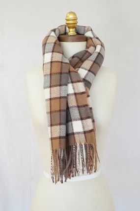 Knit Checker Scarf- Mocha