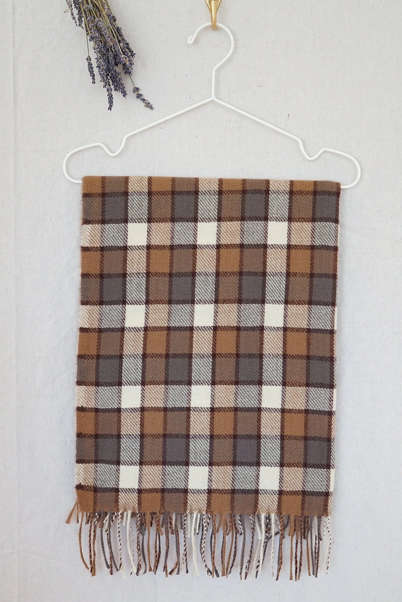 Knit Checker Scarf- Mocha