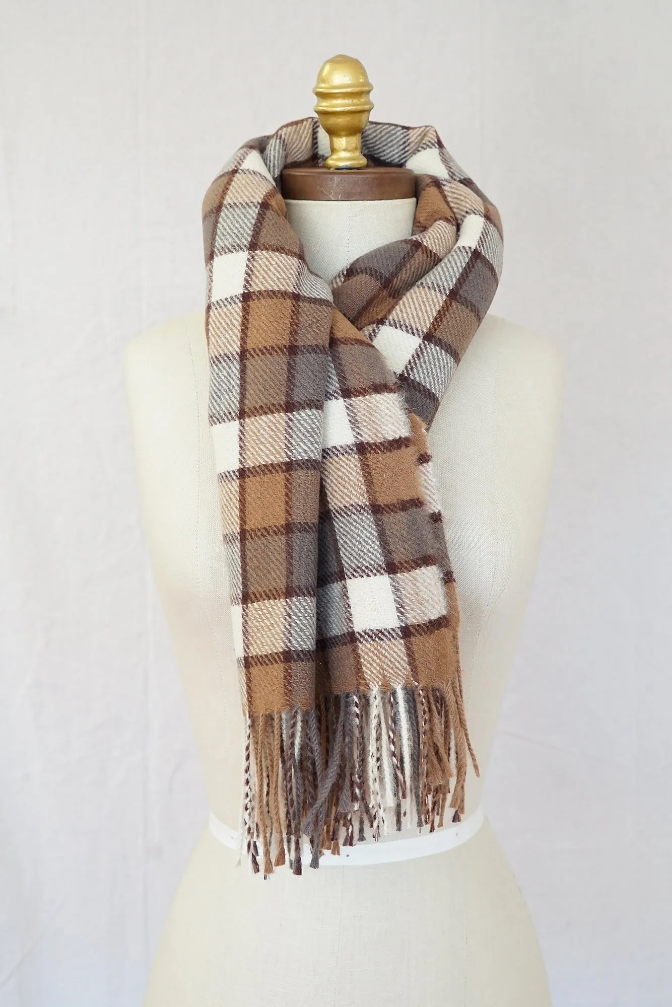 Knit Checker Scarf- Mocha