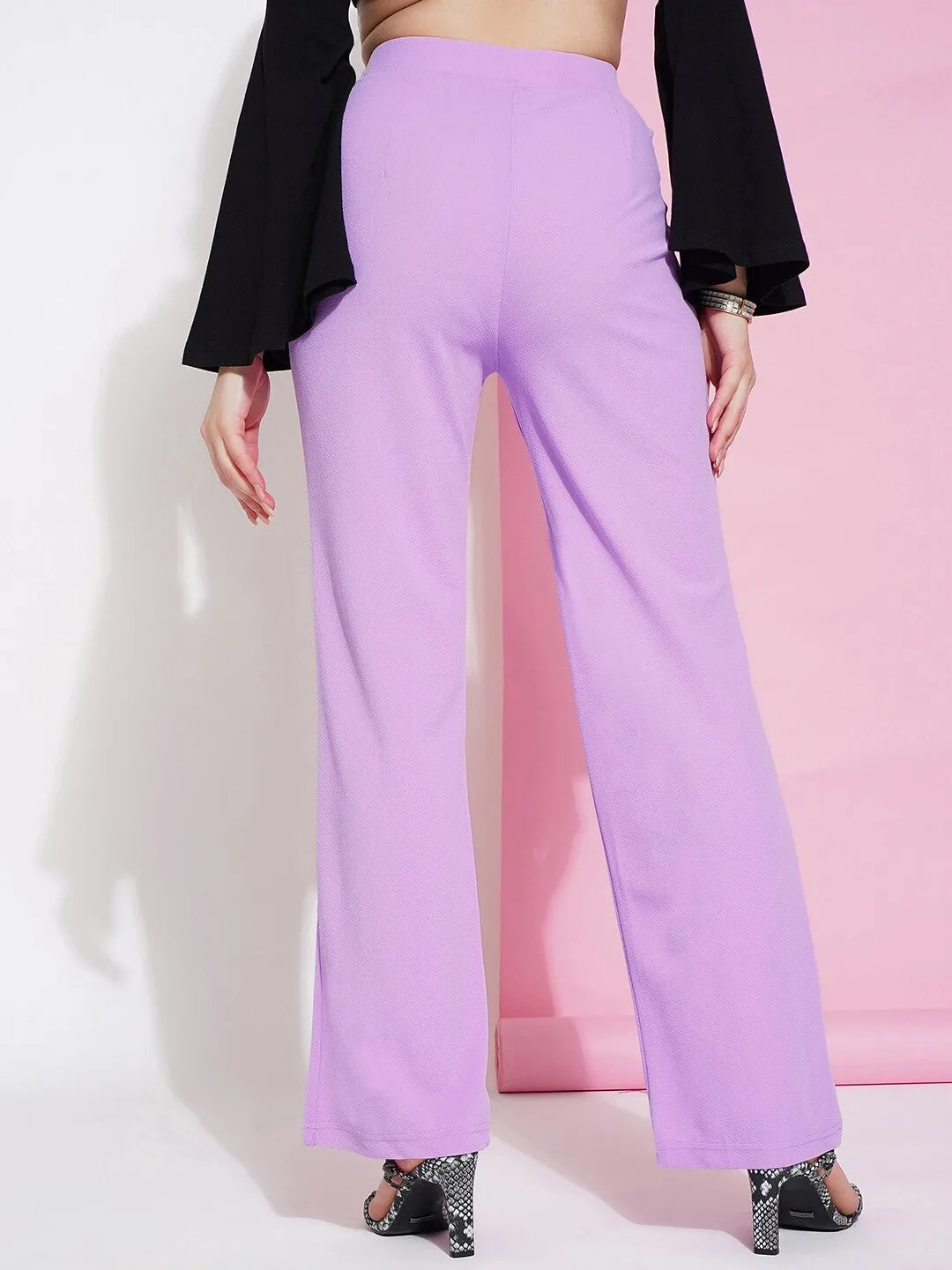 Lavender Regular Fit Solid Trouser